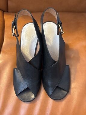 Maison Margiela Leather Clear Glitter Heel Slingback Sandals